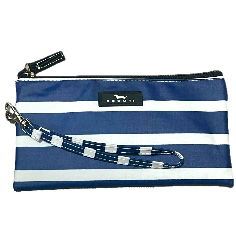 Scout Blue and White Striped Wristlet